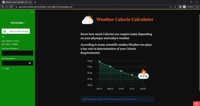 Cover image of Weather Calorie Calculator