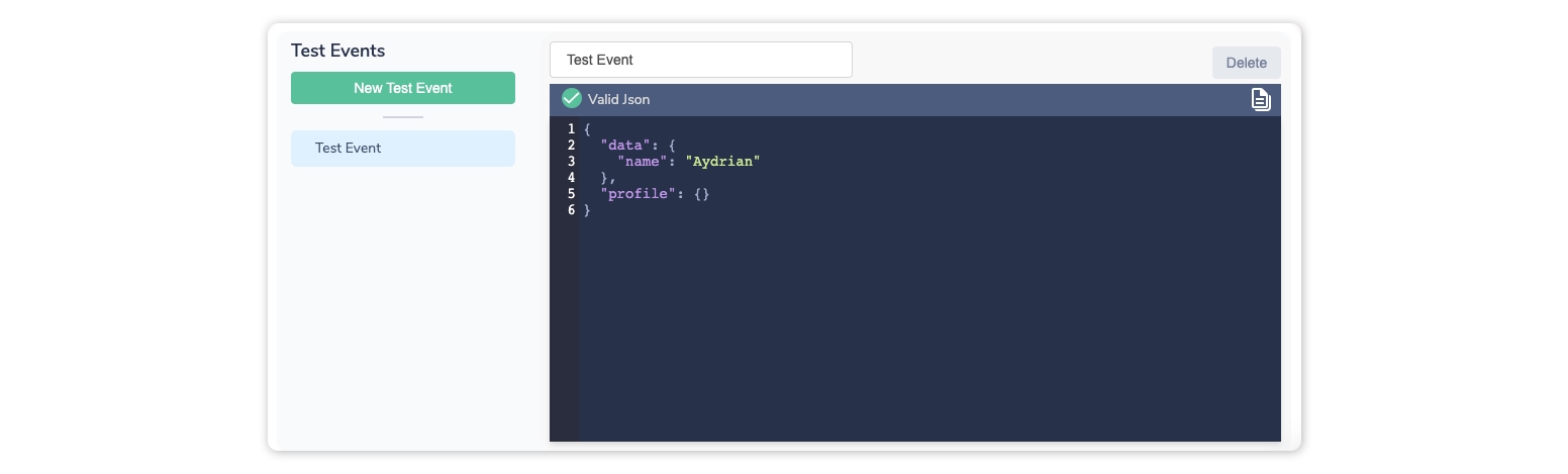 Create test event in Courier