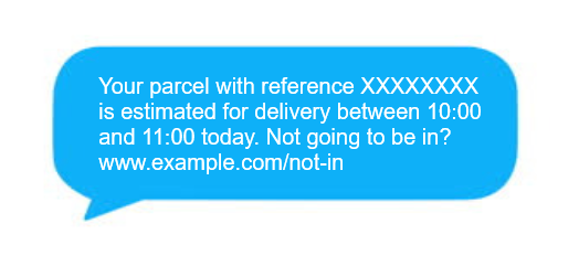 An example SMS about an expected package delivery.