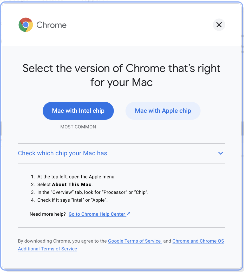 Select Chrome Version