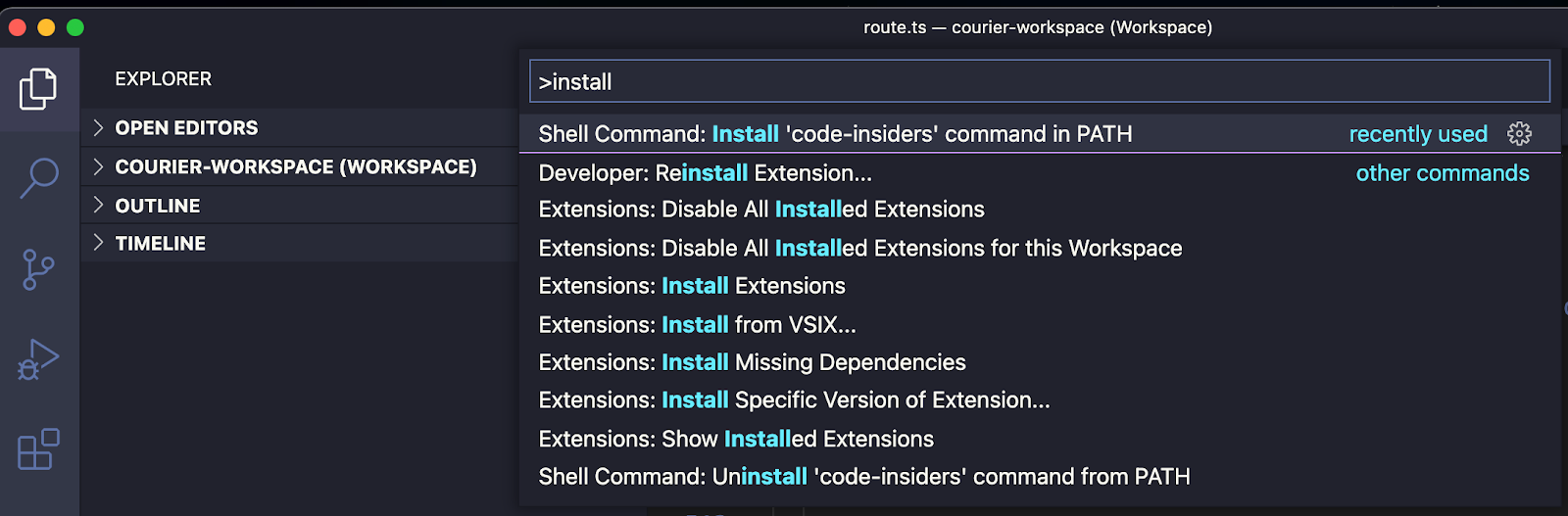 VS Code Install CLT