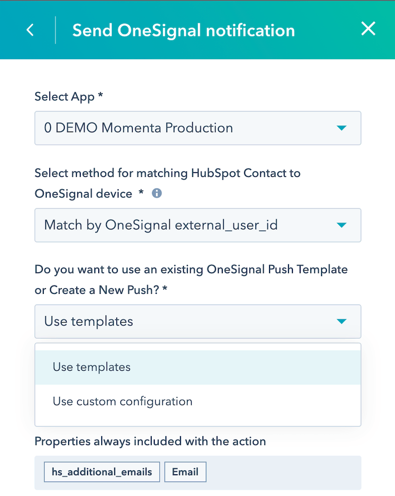 Send OneSignal Notification for HubSpot