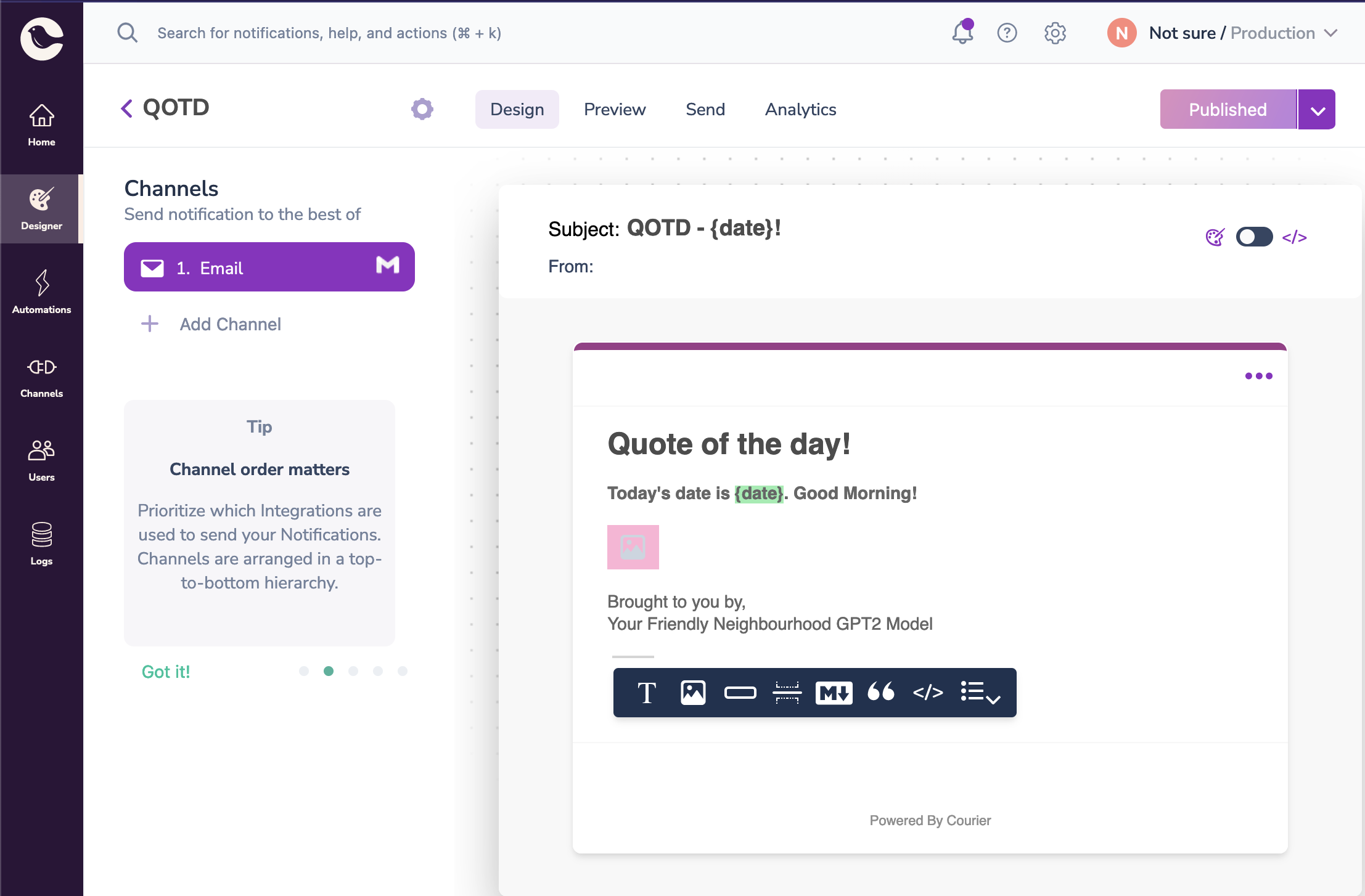 QOTD Courier Email Template Preview