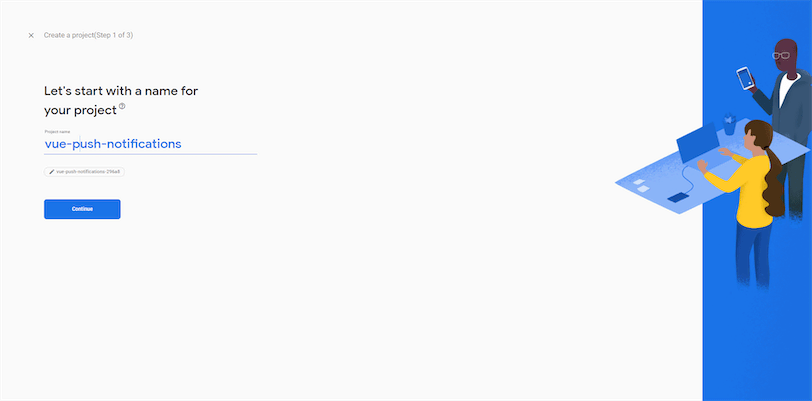 Create New Firebase FCM Project for Vue Push Notifications
