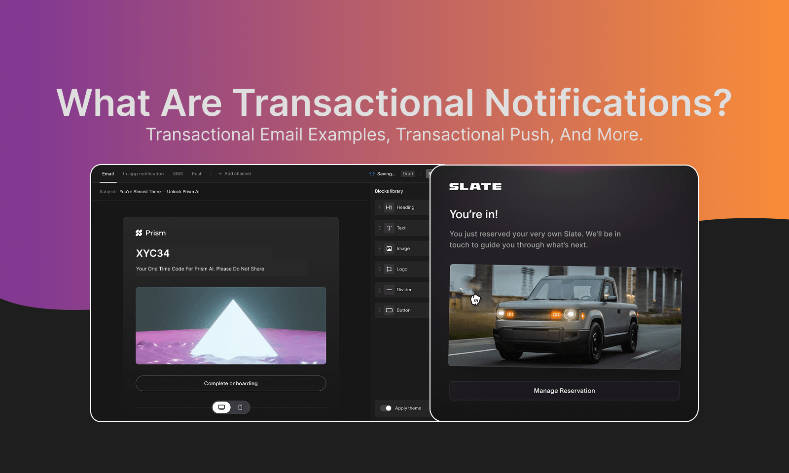 transactional emails, transactional push notifications