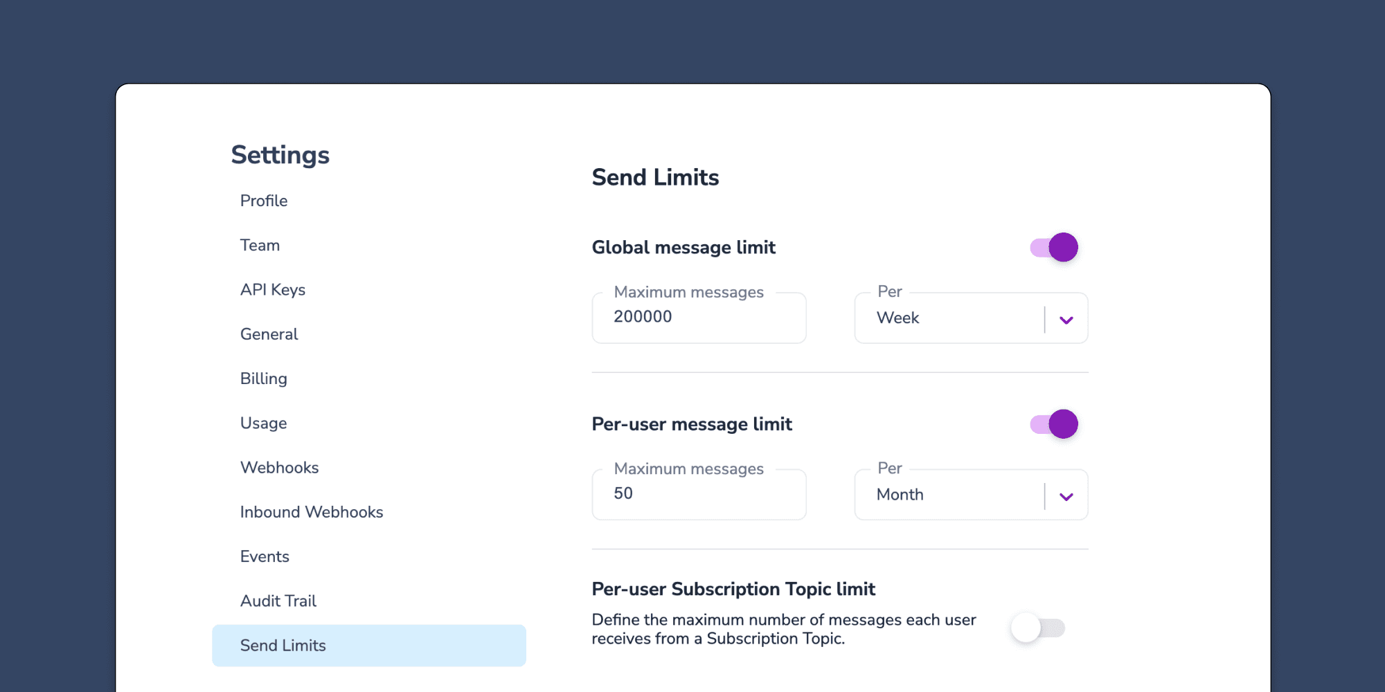 Send limits header
