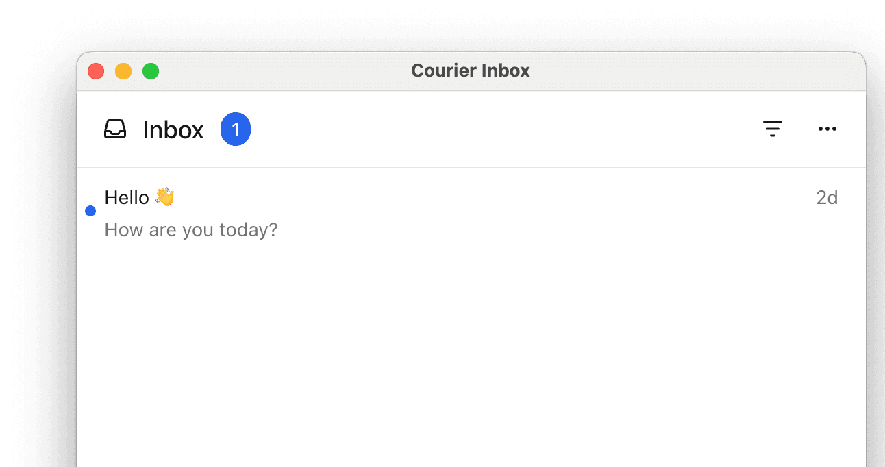Courier Inbox React - Hello World