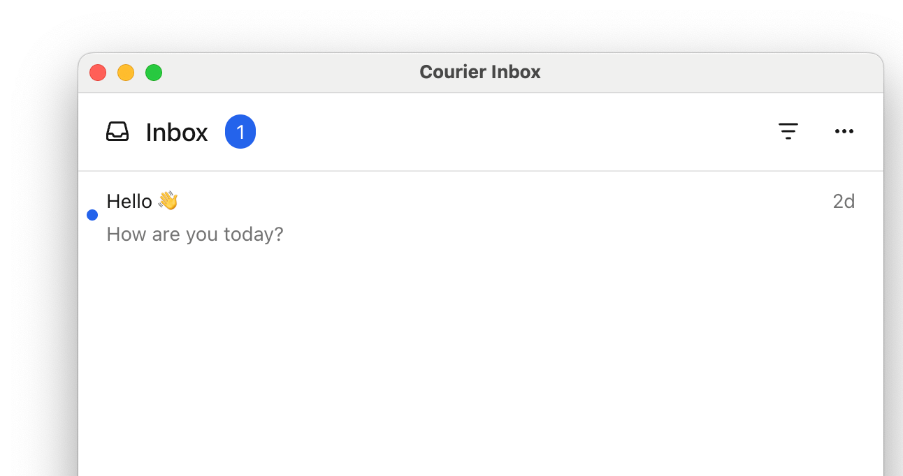 Courier Inbox React - Hello World