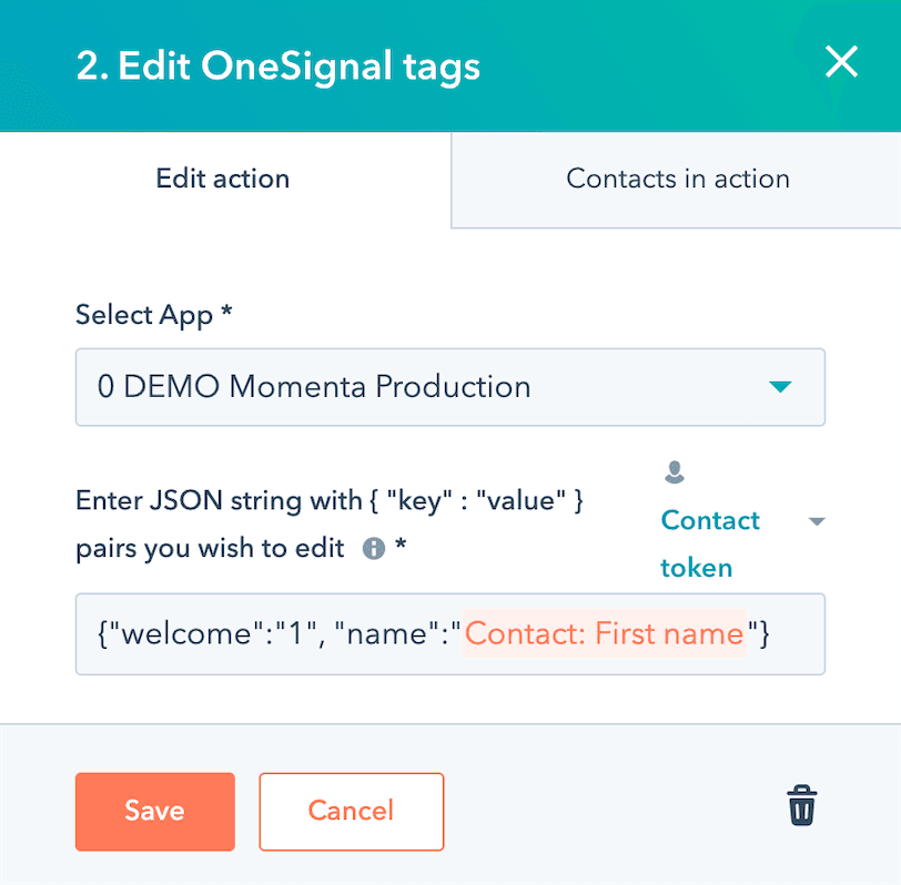Edit OneSignal Notification Tags in HubSpot