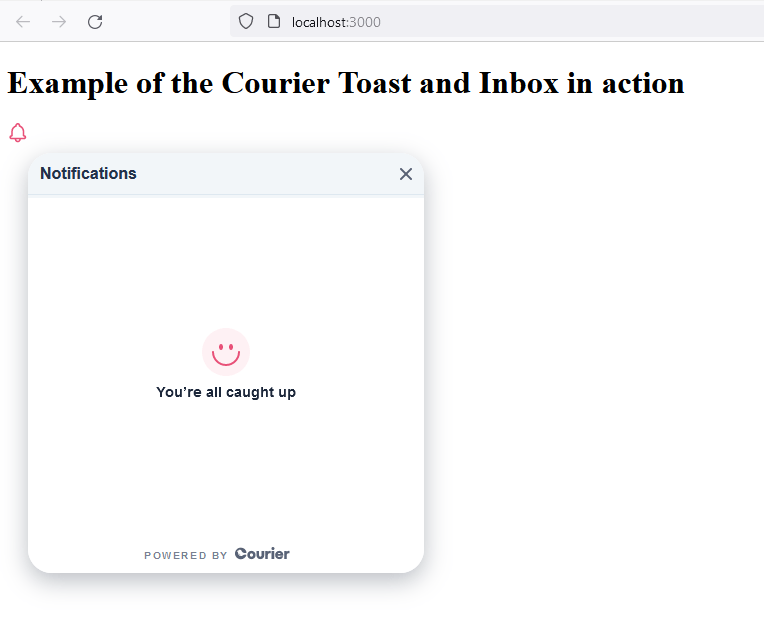 An example toast notification inbox