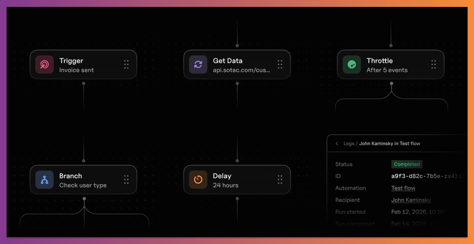 Courier Journeys multi-node flow with logs