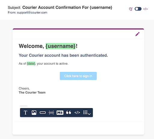 Email template Courier ruby app