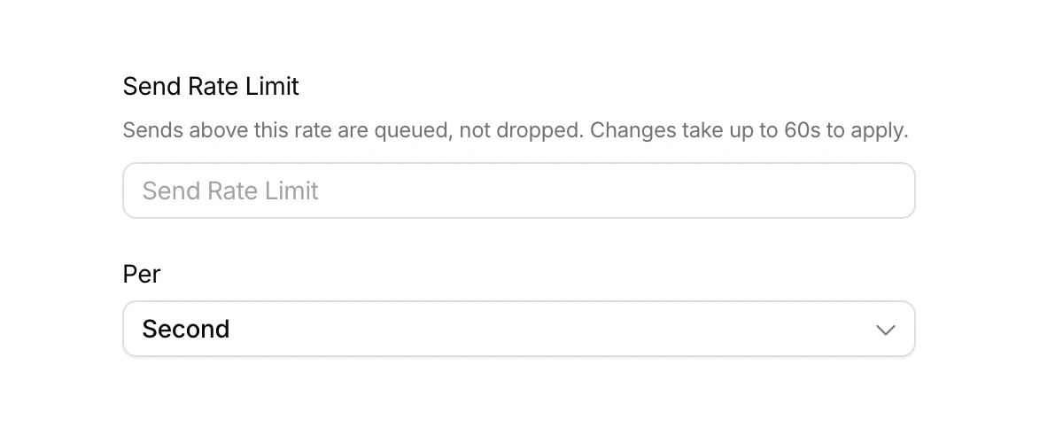 Send Rate Limit and Per fields in a provider's settings in the Courier console