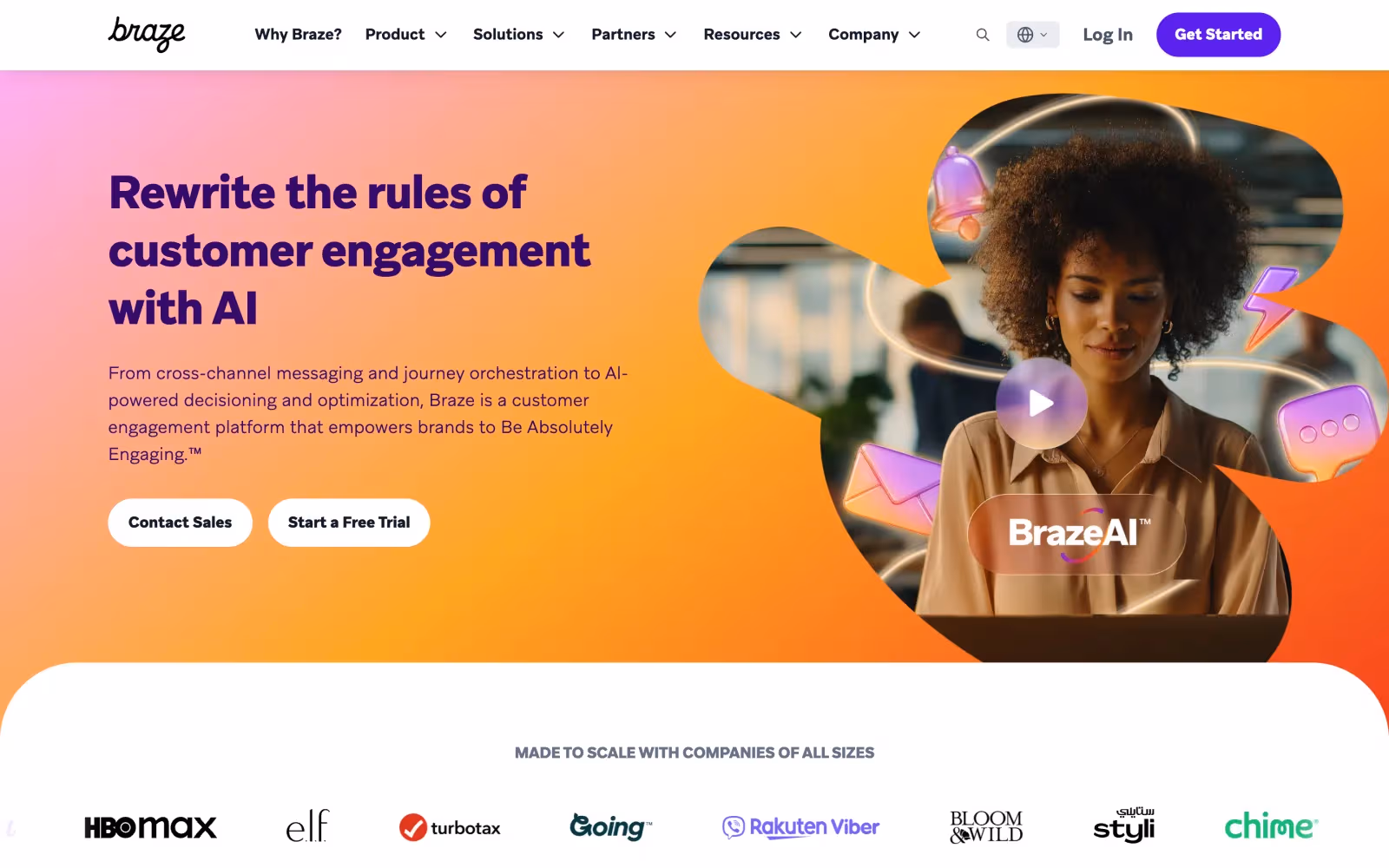 Braze homepage