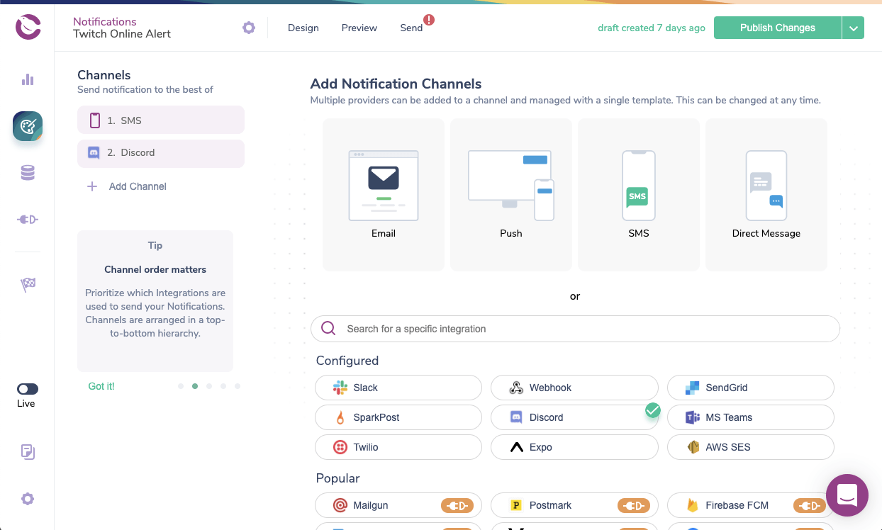 Add Discord notification channel