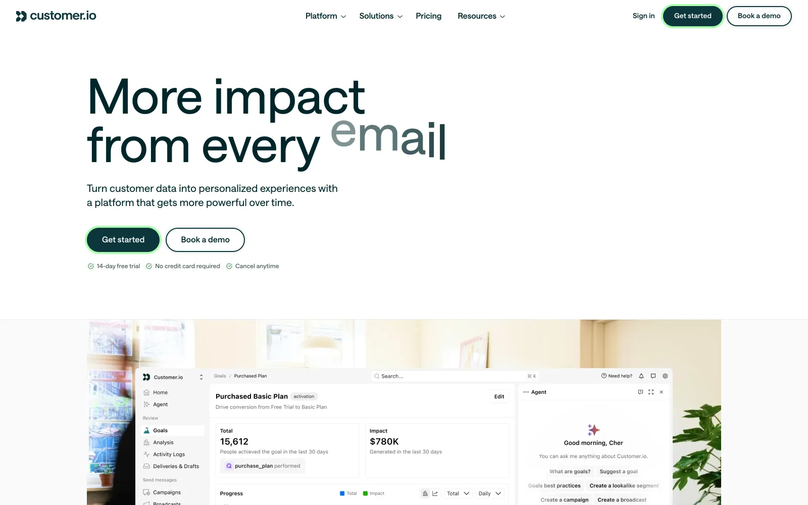 Customer.io homepage