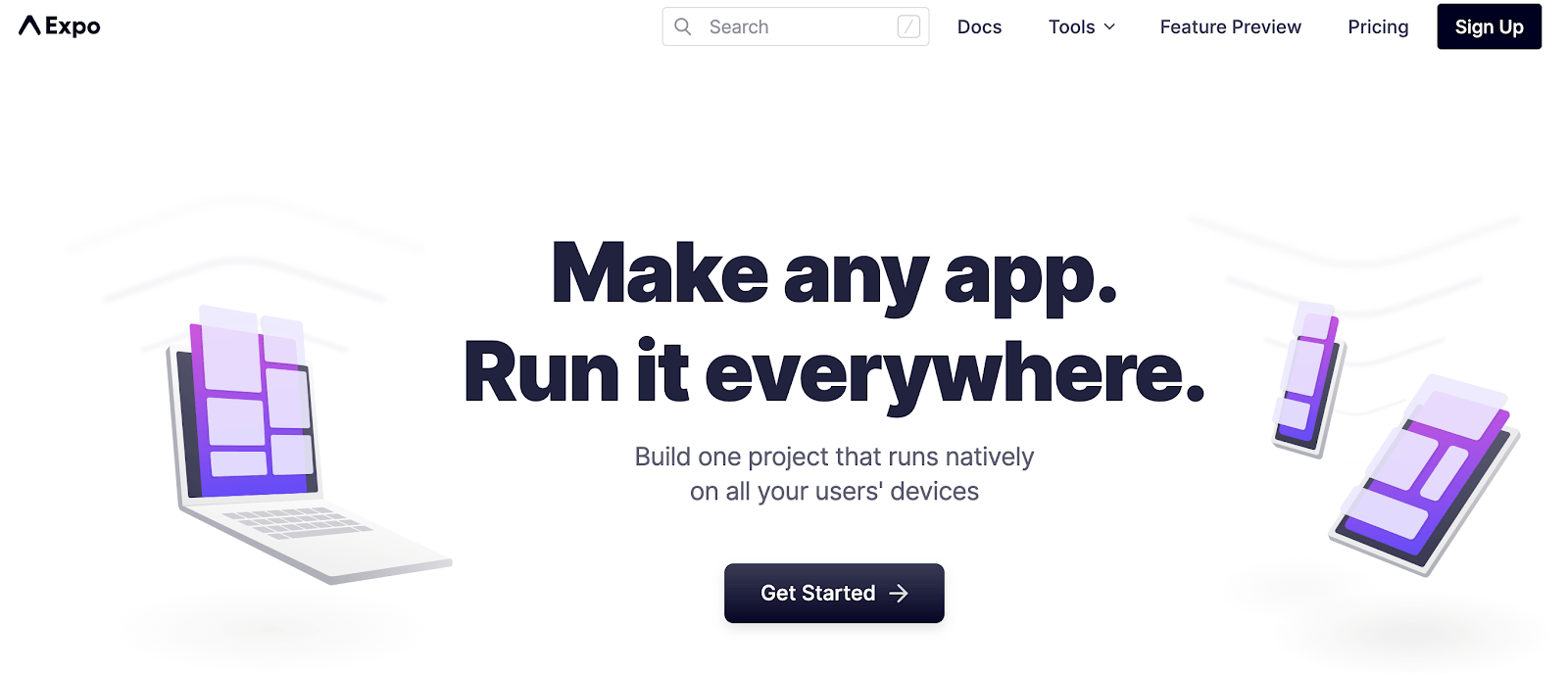 A screenshot from Expo’s homepage.
