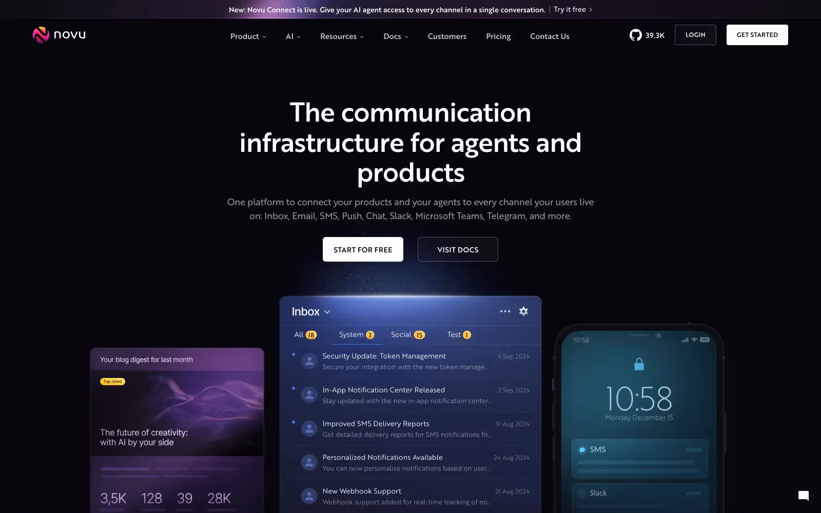 Novu homepage