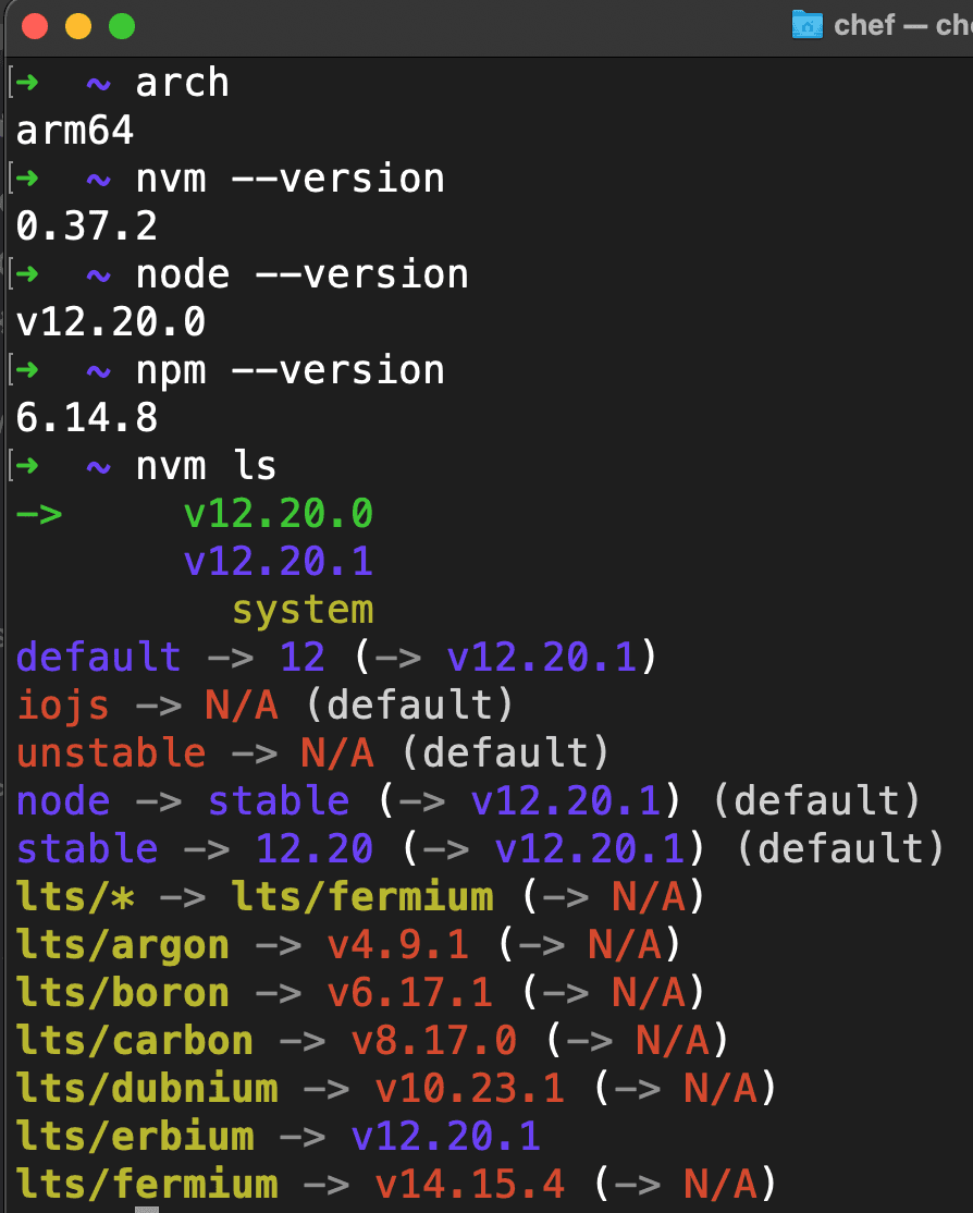 Terminal Tool Versions