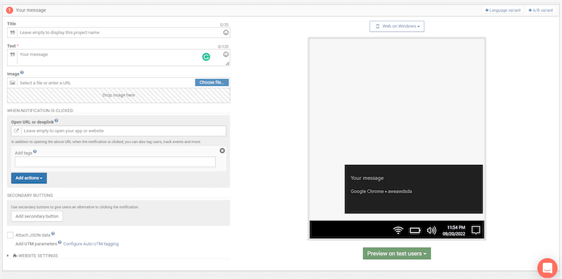 WonderPush Send Squarespace Push Notification