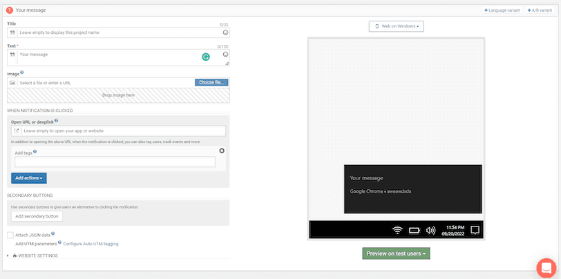 WonderPush Send Squarespace Push Notification