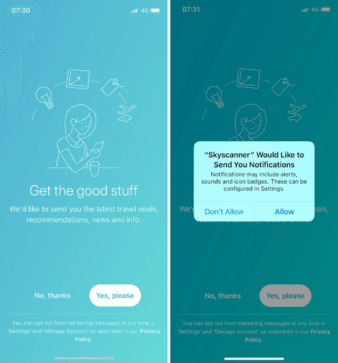 Skyscanner Push Notification Pre-Premission