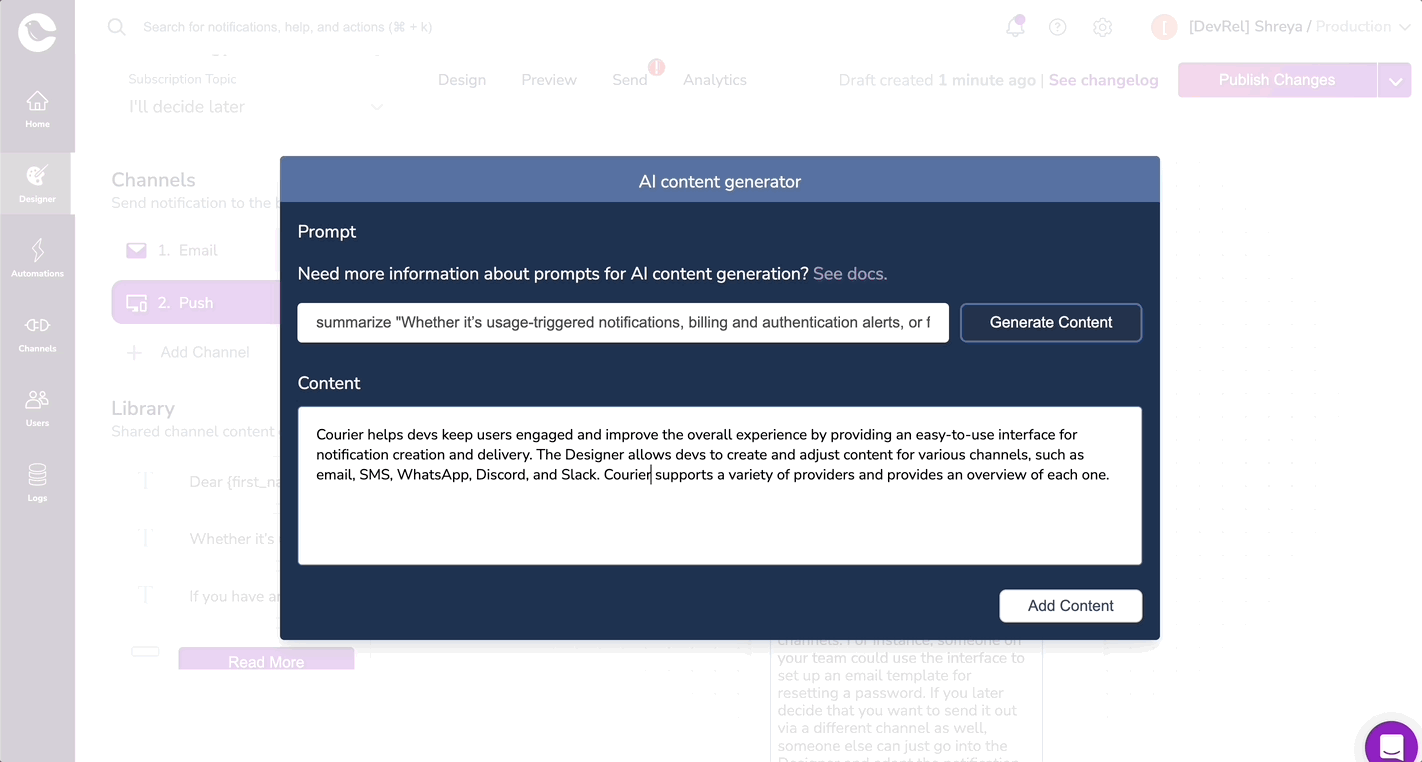 Modify content for new channel (push) 2