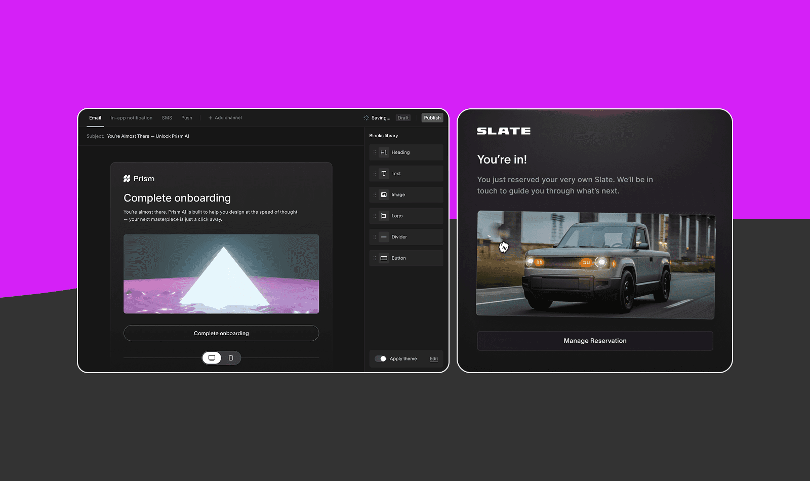 Courier Create Template Designer for React Applications