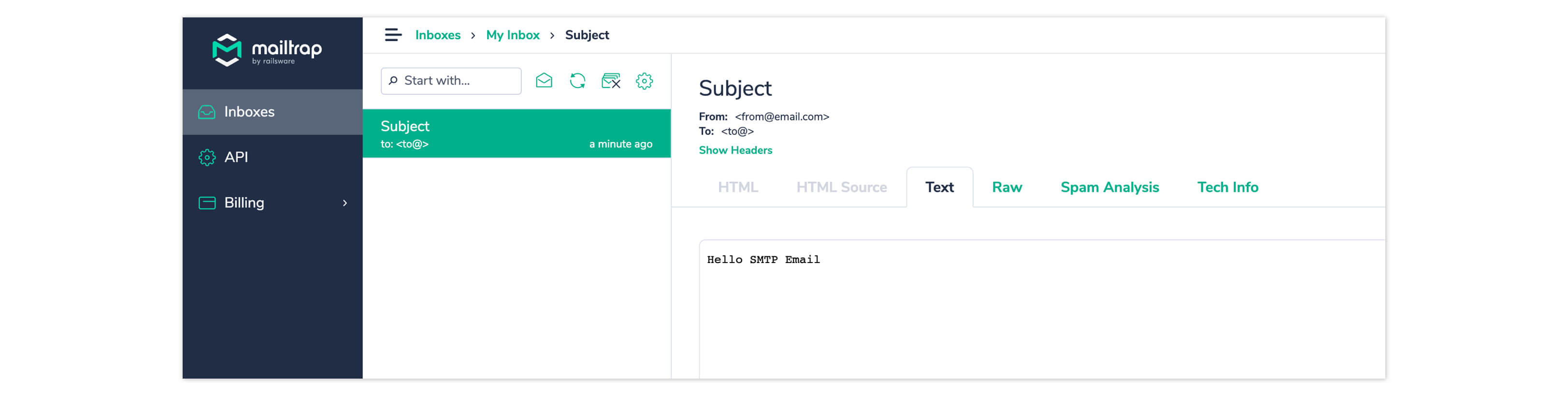 Check the delivery status of your email in your Mailtrap dashboard