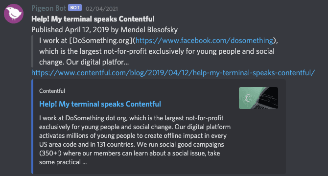 Contentful Discord Notification Example