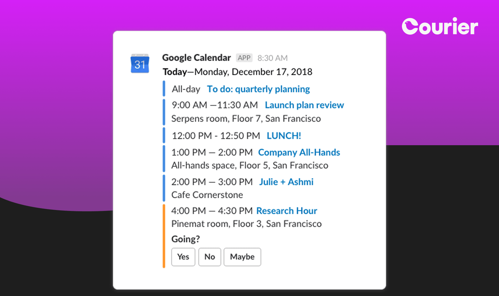 slack and google cal