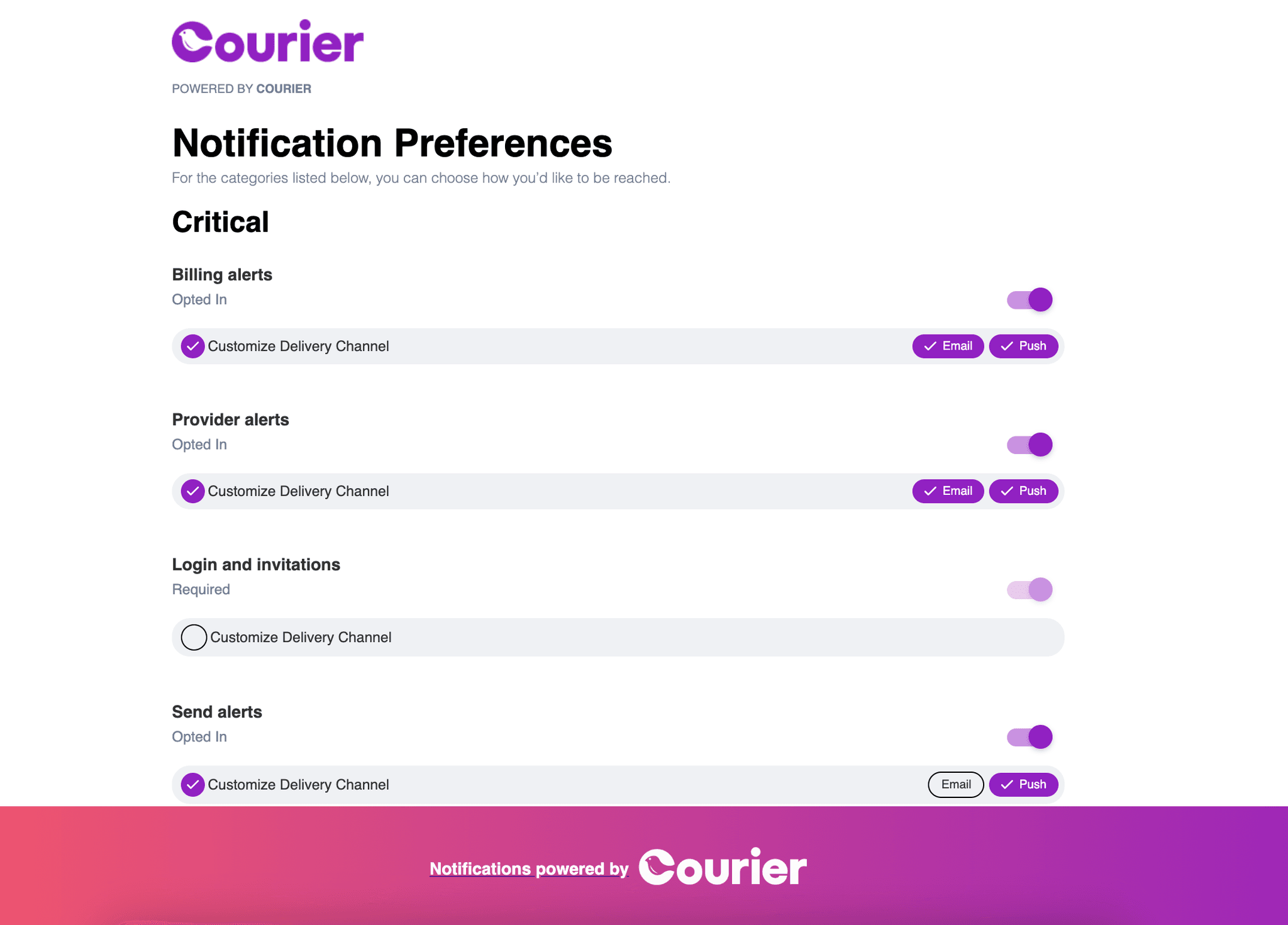 user preferences