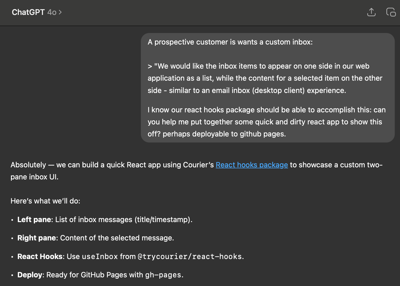 ChatGPT+Courier Prompt
