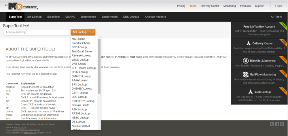 MxToolbox Domain Reputation Tool