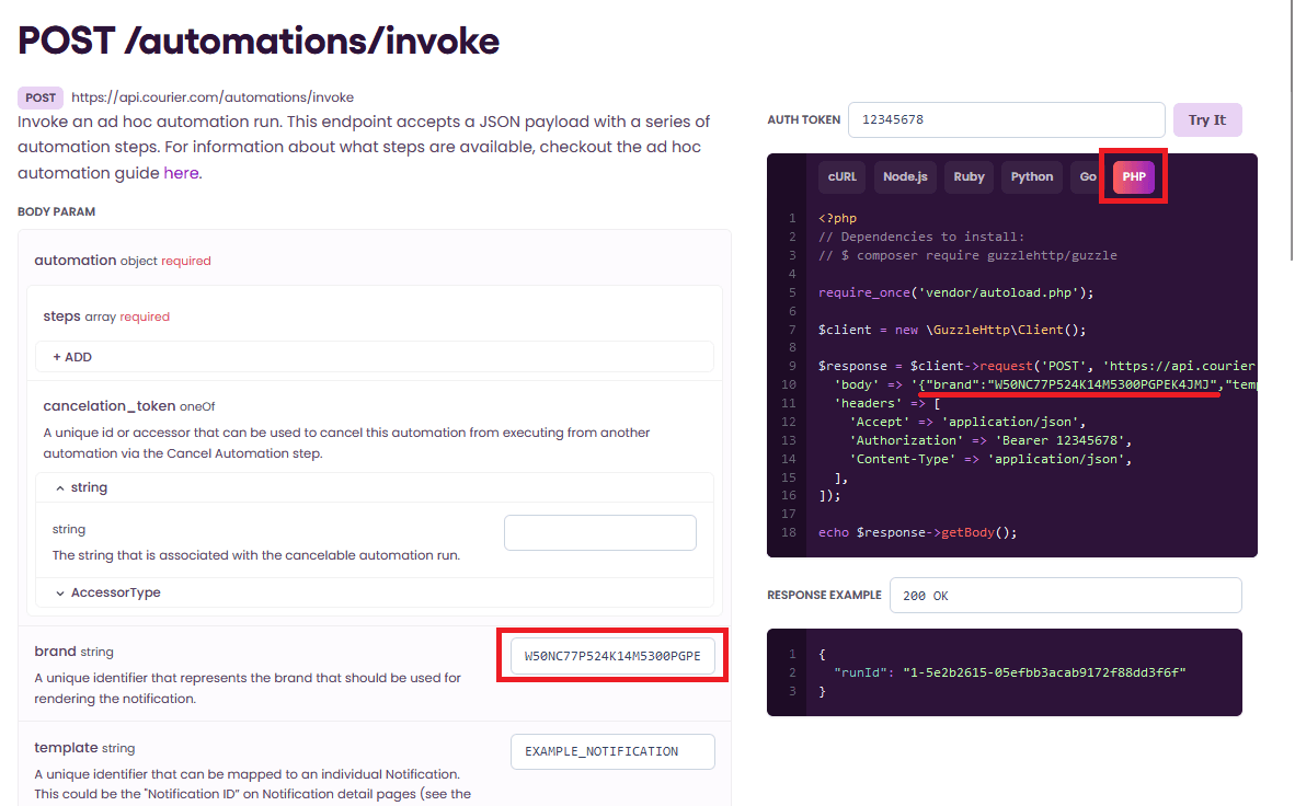 How to use the dynamic request builder tool in Courier’s automation API documentation — a convenient visual tool to help you explore the structure of an automation API request object.