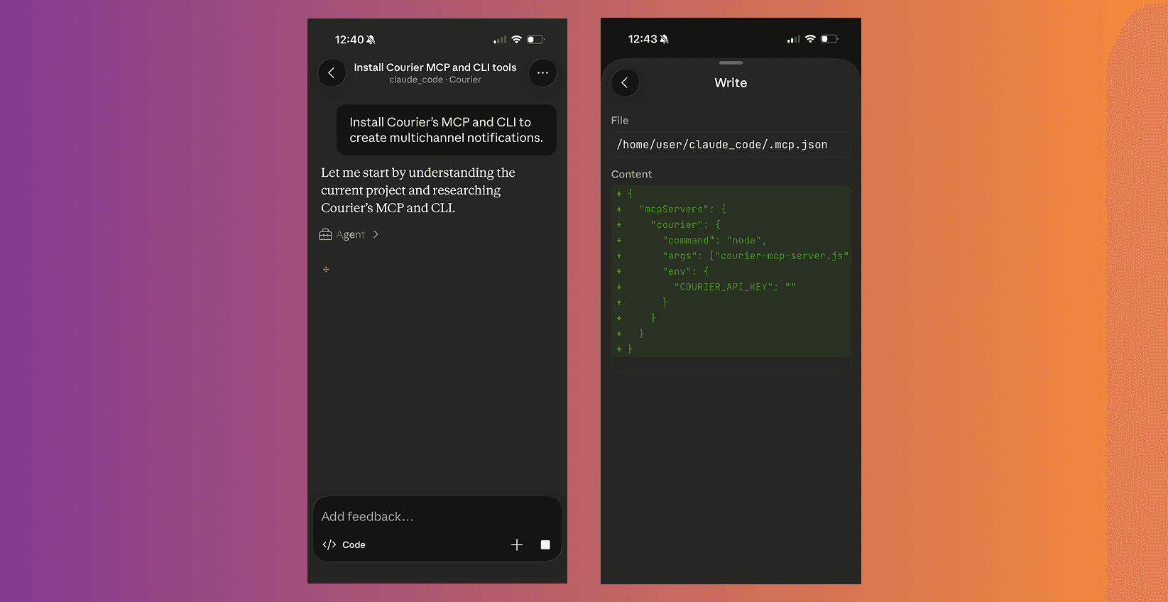 adding courier mcp to claude code