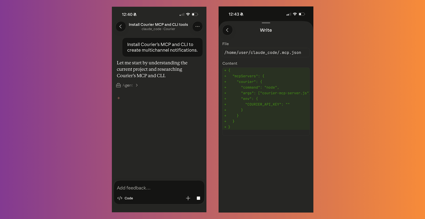 adding courier mcp to claude code
