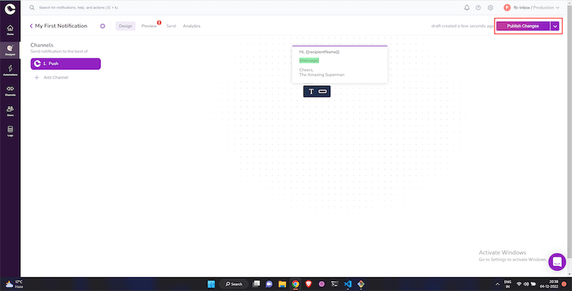 Publish Design Changes