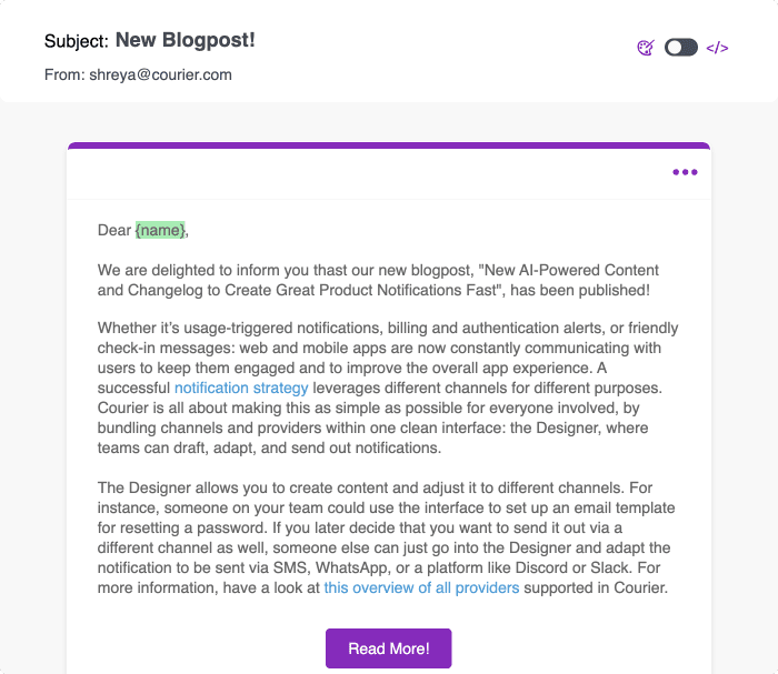 Email template