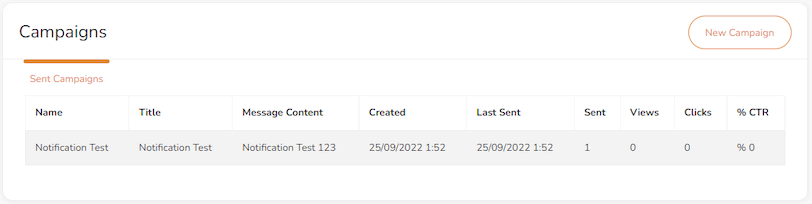 Wix Simple Push Notification View Campaign Information