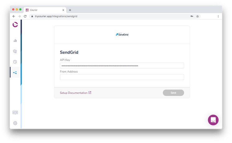 Add a SendGrid API key to Courier