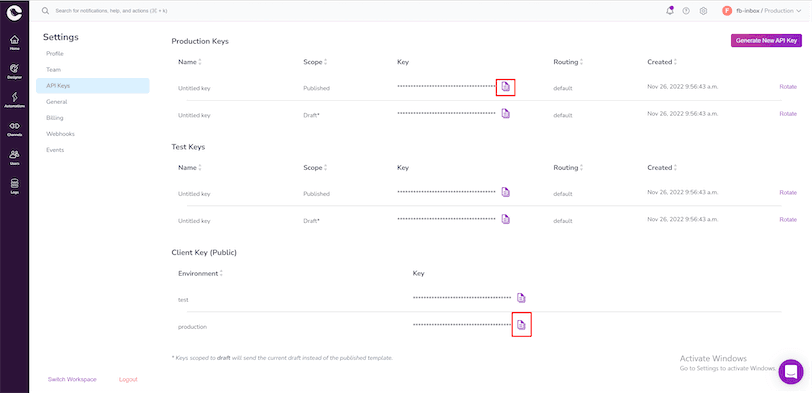 Facebook Like Notification API Key