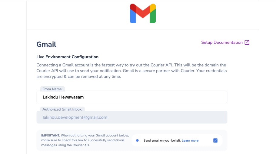 Gmail Auth for Sending Email
