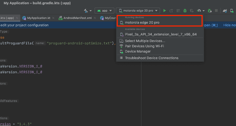 Run Android on your device from Android Studio