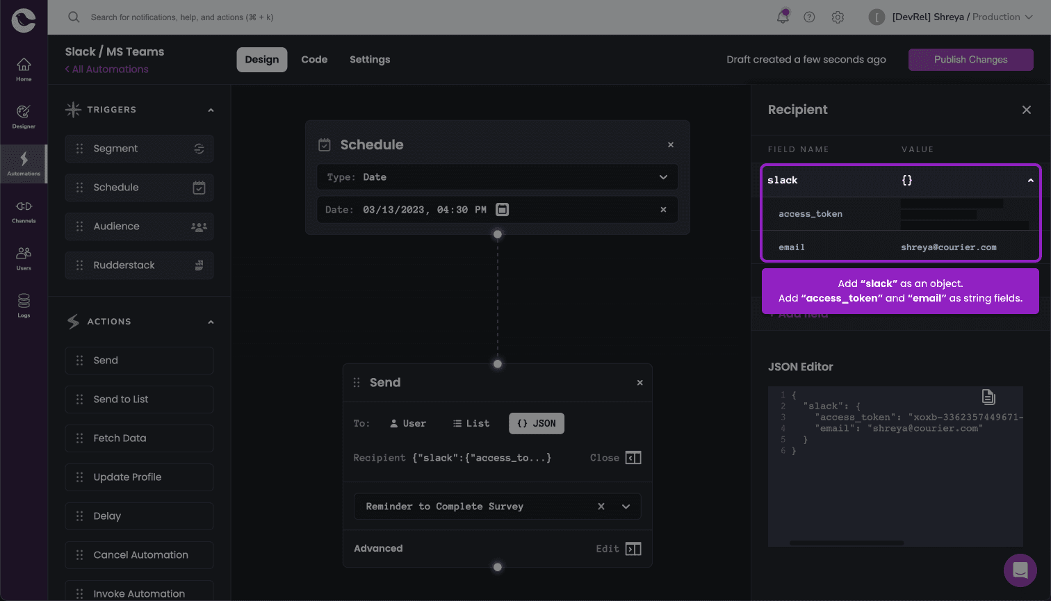 Update automation JSON