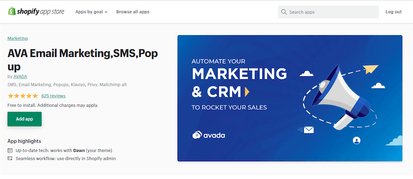 AVA Shopify App Page