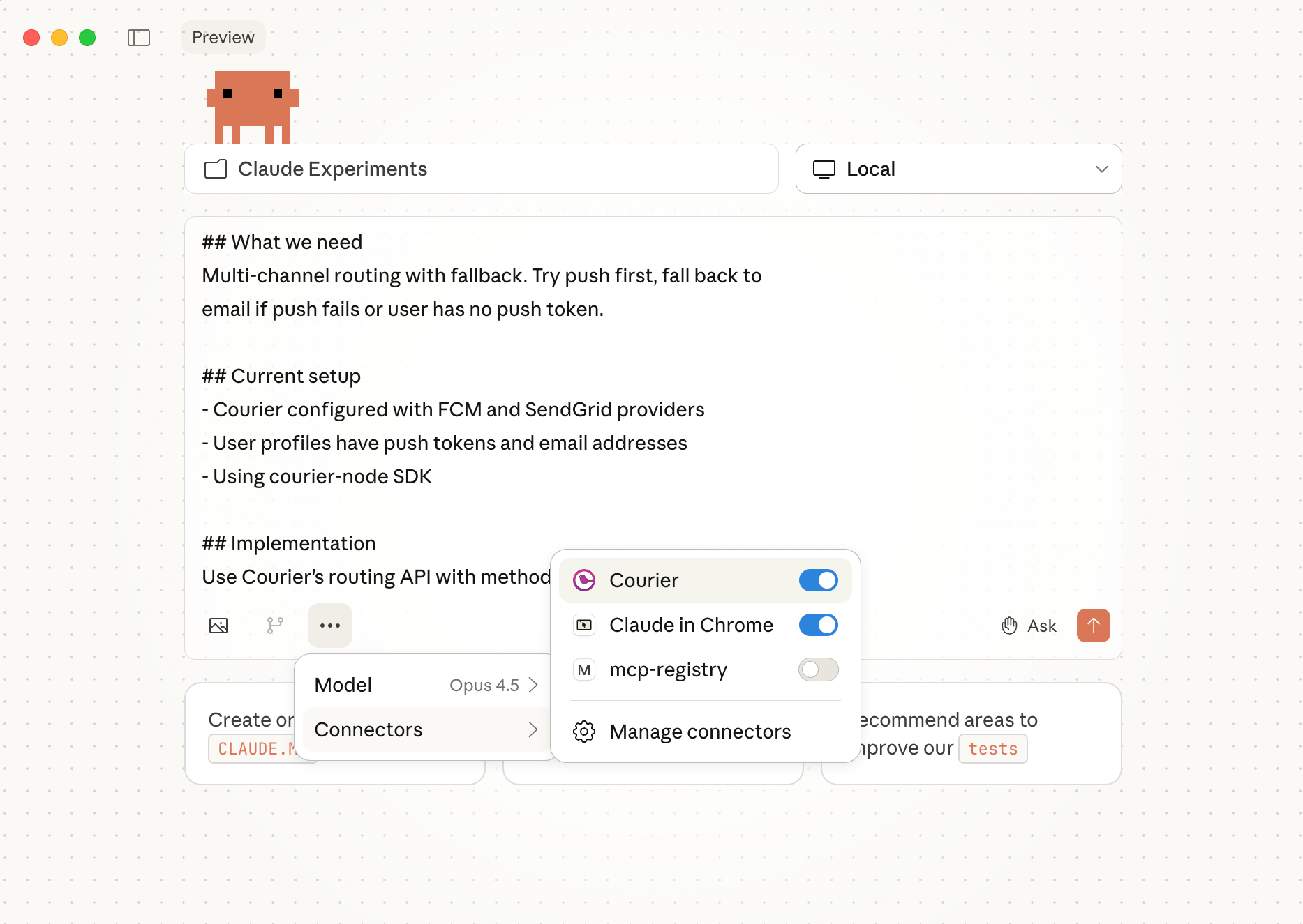 Claude Code with Courier MCP