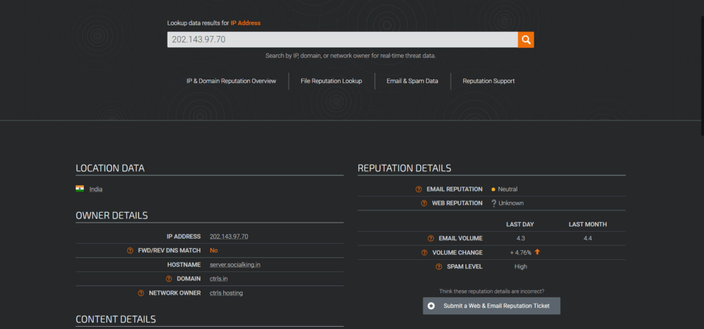 Talos Web Reputation Tool