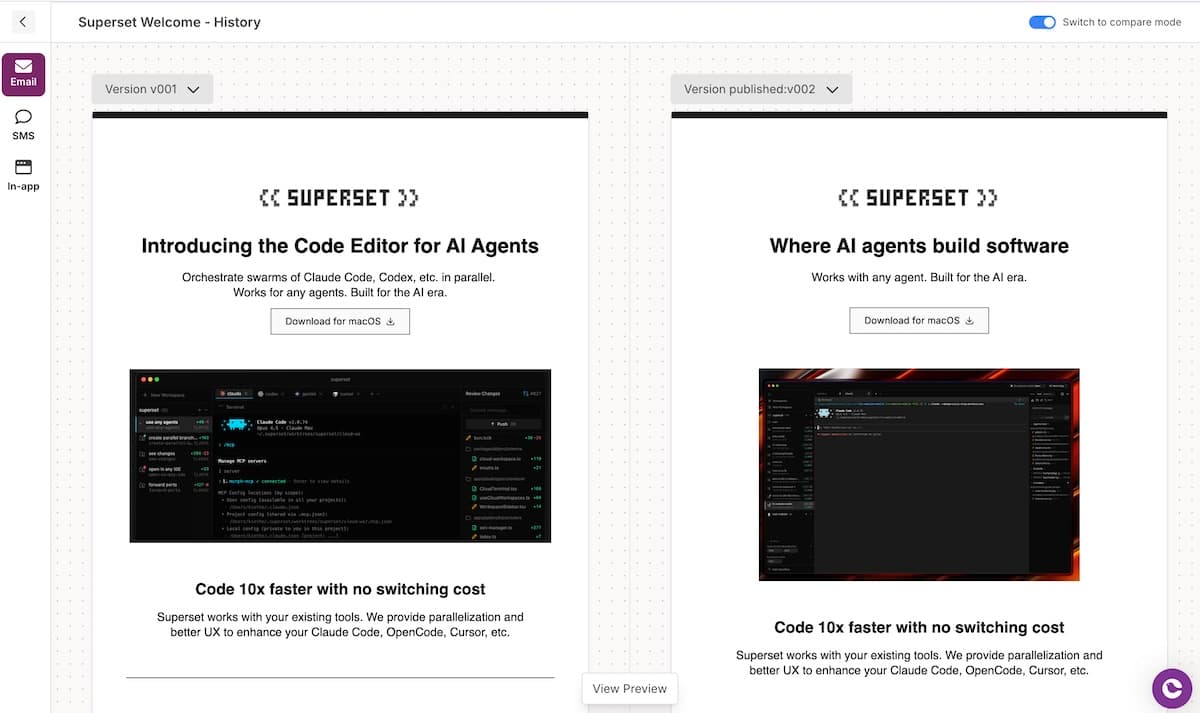 Courier Design Studio - Version History and Visual Compare Mode