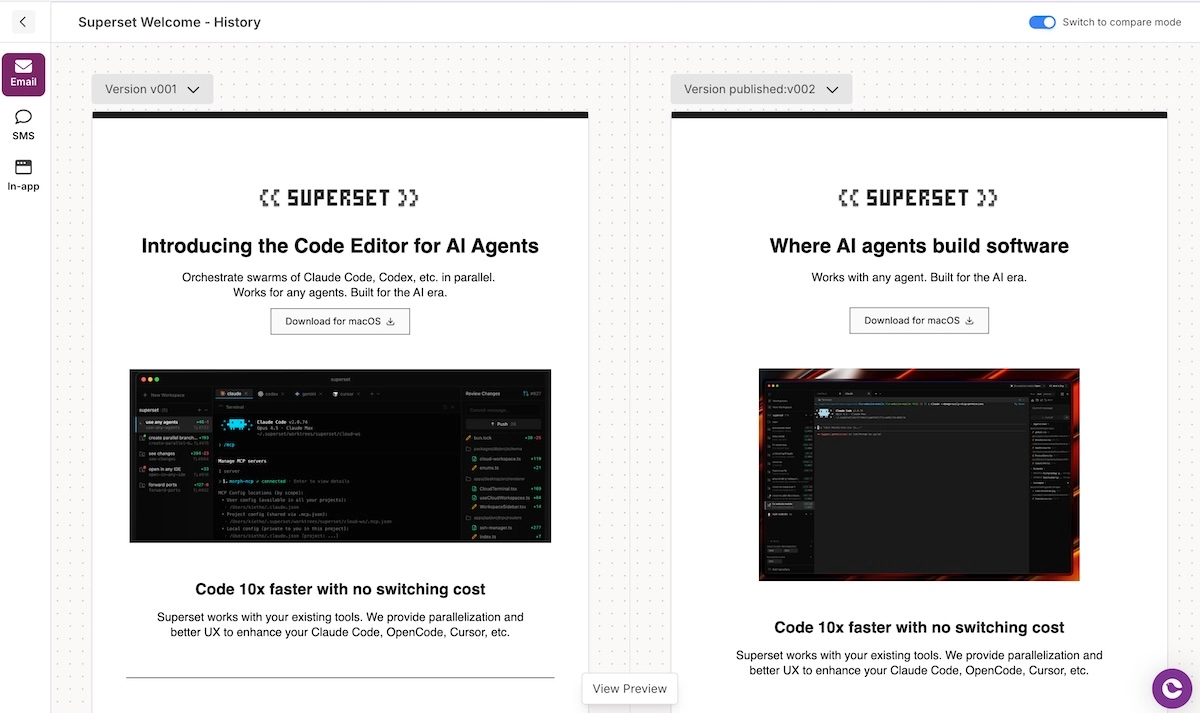 Courier Design Studio - Version History and Visual Compare Mode